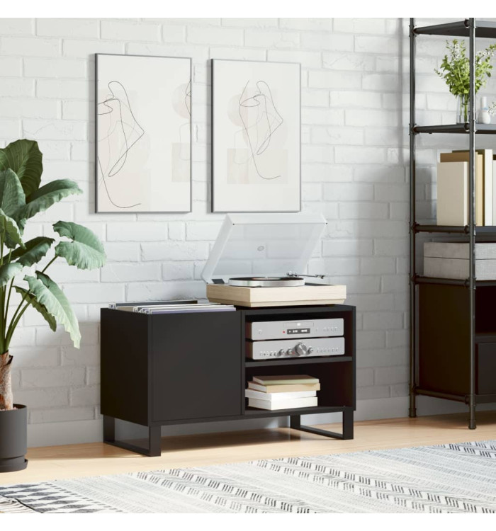 Armoire à disques noir 85x38x48 cm bois d'ingénierie | Mobilier & Déco