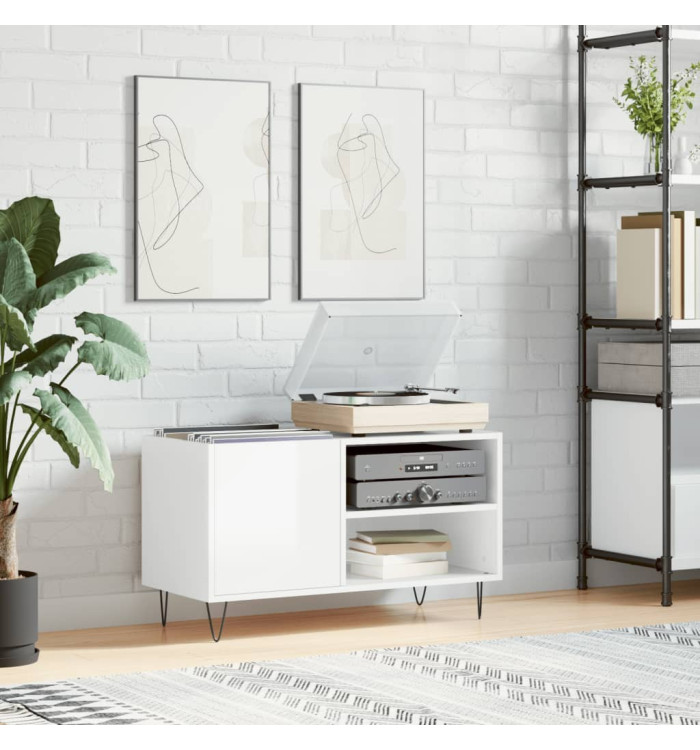 Armoire à disques blanc brillant 85x38x48 cm bois d'ingénierie | Mobilier & Déco