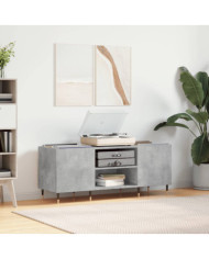 Armoire à disques gris béton 121x38x48 cm bois d'ingénierie | Mobilier & Déco