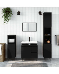 Armoire de salle de bain noir 65x33x60 cm bois d'ingénierie | Mobilier & Déco
