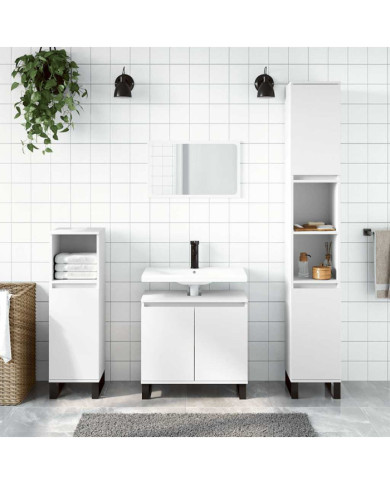 Armoire de salle de bain blanc 58x33x60 cm bois d'ingénierie | Mobilier & Déco