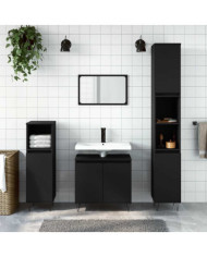 Armoire de salle de bain noir 58x33x60 cm bois d'ingénierie | Mobilier & Déco