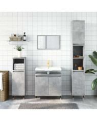 Armoire de bain gris béton 58x33x60 cm bois d'ingénierie | Mobilier & Déco