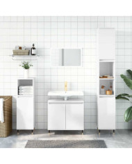 Armoire de bain blanc brillant 58x33x60 cm bois d'ingénierie | Mobilier & Déco