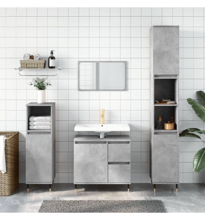 Armoire de salle de bain gris béton 30x30x190 cm | Mobilier & Déco