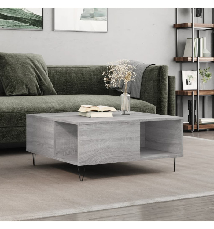 Table basse sonoma gris 80x80x36,5 cm bois d'ingénierie | Mobilier & Déco