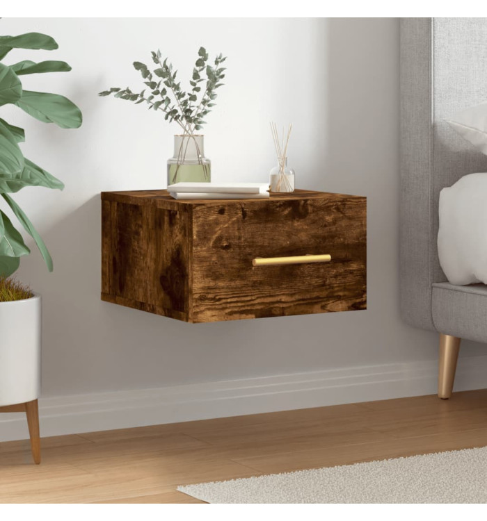 Table de chevet murale chêne fumé 35x35x20 cm | Mobilier & Déco