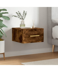 Table de chevet murale chêne fumé 35x35x20 cm | Mobilier & Déco