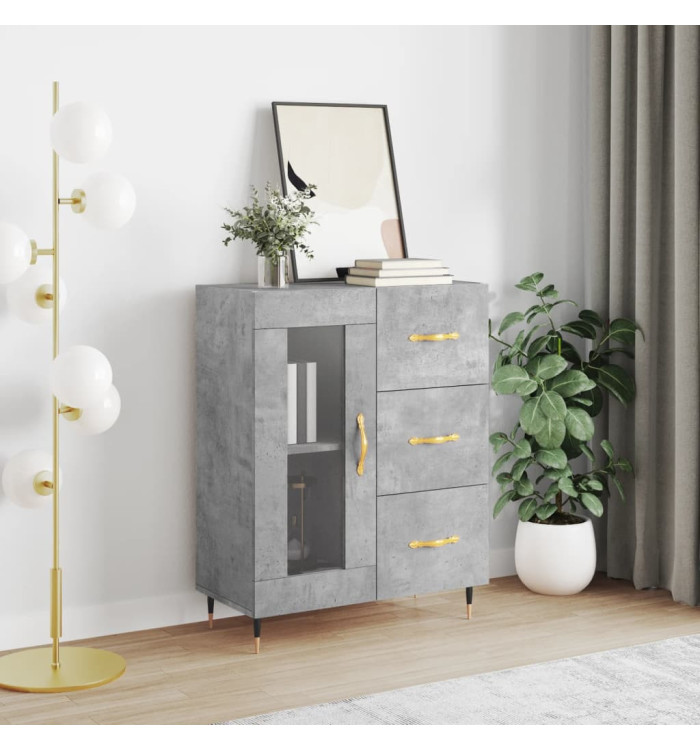 Buffet gris béton 69,5x34x90 cm bois d'ingénierie | Mobilier & Déco