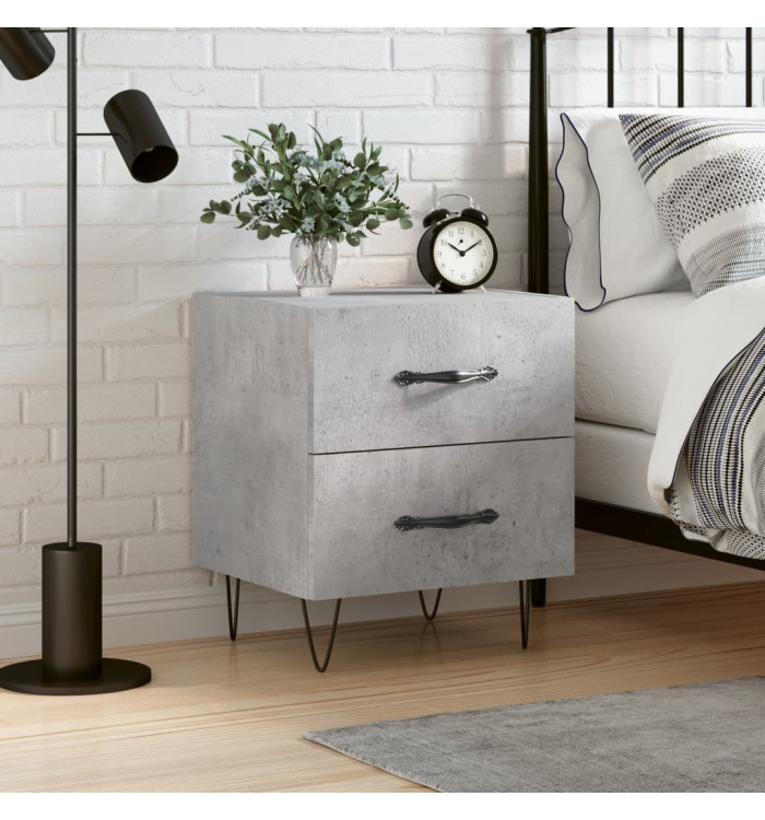 Table de chevet gris béton 40x35x47,5 cm bois d’ingénierie | Mobilier & Déco