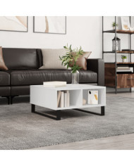 Table basse blanc brillant 60x60x30 cm bois d'ingénierie | Mobilier & Déco