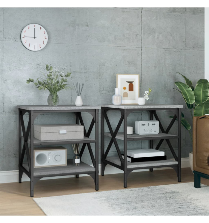 Tables d'appoint 2 pcs Sonoma gris 40x42x50 cm Bois ingénierie | Mobilier & Déco