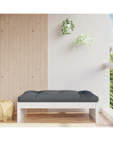 Repose-pied de jardin 120x80 cm blanc bois de pin massif | Mobilier & Déco