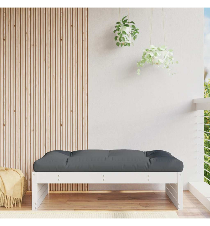 Repose-pied de jardin 120x80 cm blanc bois de pin massif | Mobilier & Déco