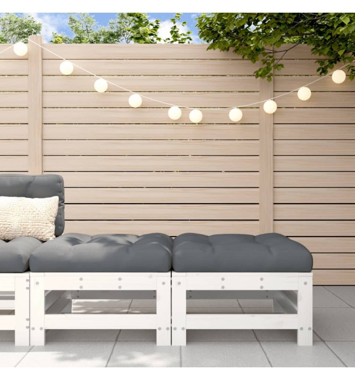 Repose-pieds de jardin coussins lot de 2 blanc bois pin massif | Mobilier & Déco