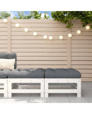 Repose-pieds de jardin coussins lot de 2 blanc bois pin massif | Mobilier & Déco