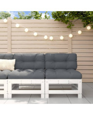 Canapés centraux avec coussins 2 pcs blanc bois de pin massif | Mobilier & Déco