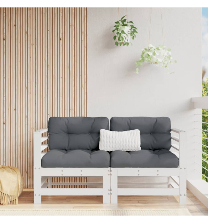 Canapés d'angle avec coussins 2 pcs blanc bois de pin massif | Mobilier & Déco