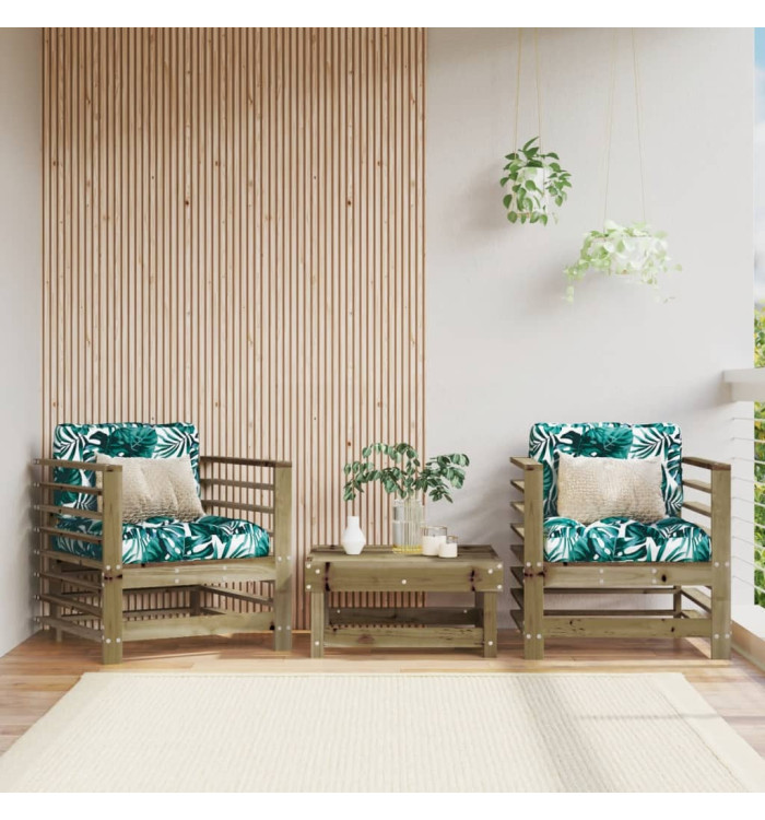 Chaises de jardin avec coussins lot de 2 bois de pin imprégné | Mobilier & Déco