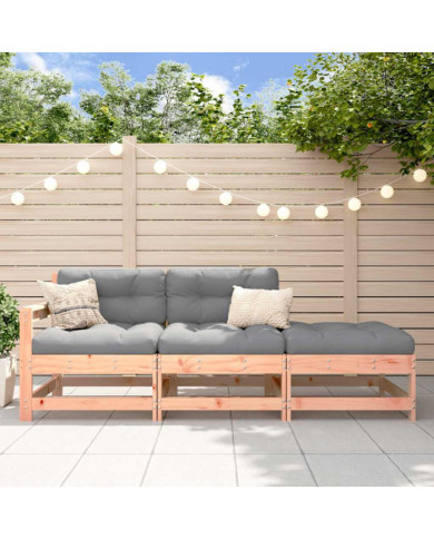 Salon de jardin 3 pcs avec coussins bois massif douglas | Mobilier & Déco