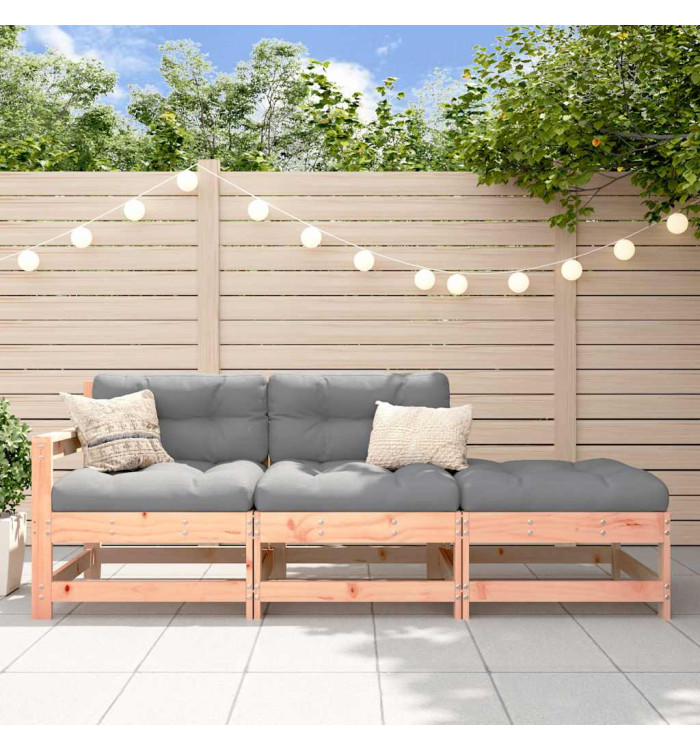 Salon de jardin 3 pcs avec coussins bois massif douglas | Mobilier & Déco