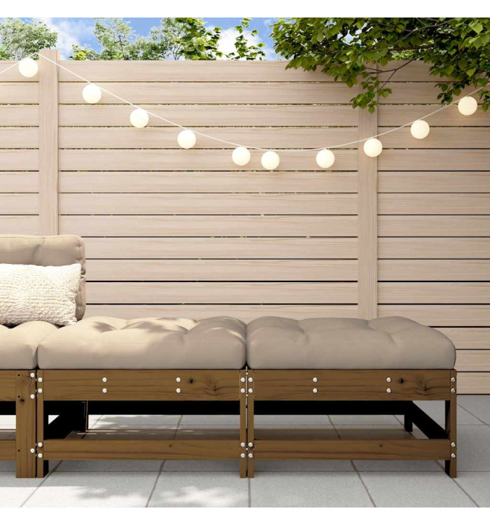 Repose-pieds de jardin avec coussins lot de 2 marron miel | Mobilier & Déco