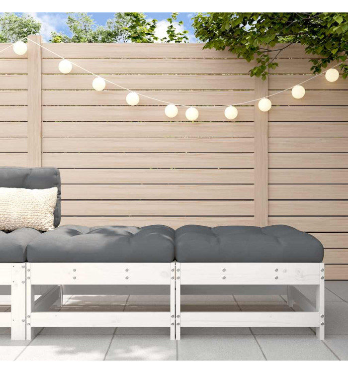 Repose-pieds de jardin coussins lot de 2 blanc bois pin massif | Mobilier & Déco
