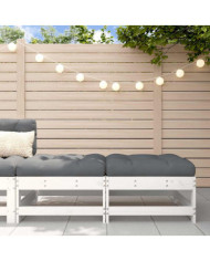 Repose-pieds de jardin coussins lot de 2 blanc bois pin massif | Mobilier & Déco