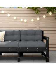 Chaise de jardin avec coussins noir bois de pin massif | Mobilier & Déco