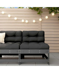 Canapé central avec coussins gris bois de pin massif | Mobilier & Déco