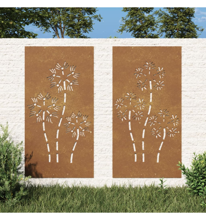 Décorations murales de jardin 2pcs 105x55 cm design de fleur | Mobilier & Déco
