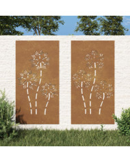 Décorations murales de jardin 2pcs 105x55 cm design de fleur | Mobilier & Déco