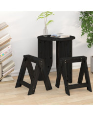 Tabourets lot de 2 noir 40x40x45 cm bois massif de pin | Mobilier & Déco