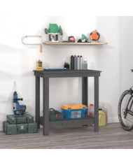 Banc de travail Gris 80x50x80 cm Bois de pin massif | Mobilier & Déco
