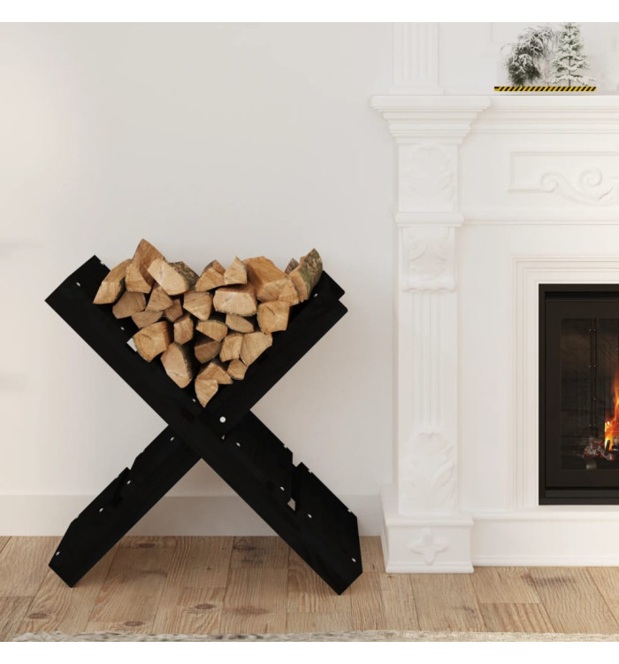 Porte-bûches Noir 47x39,5x48 cm Bois massif de pin | Mobilier & Déco