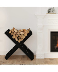 Porte-bûches Noir 47x39,5x48 cm Bois massif de pin | Mobilier & Déco