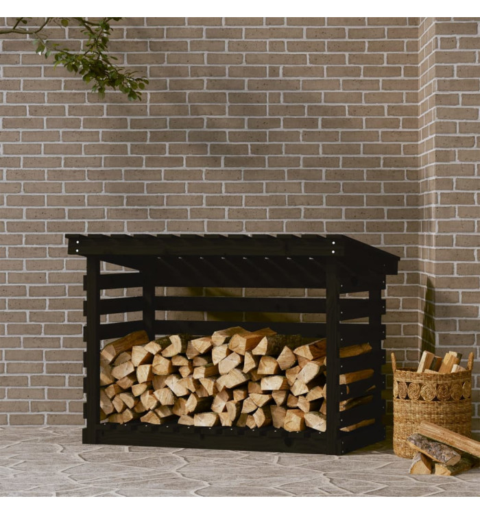 Support pour bois de chauffage Noir 108x73x79 cm Bois de pin | Mobilier & Déco