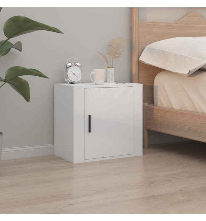Table de chevet murale Blanc brillant 50x30x47 cm | Mobilier & Déco