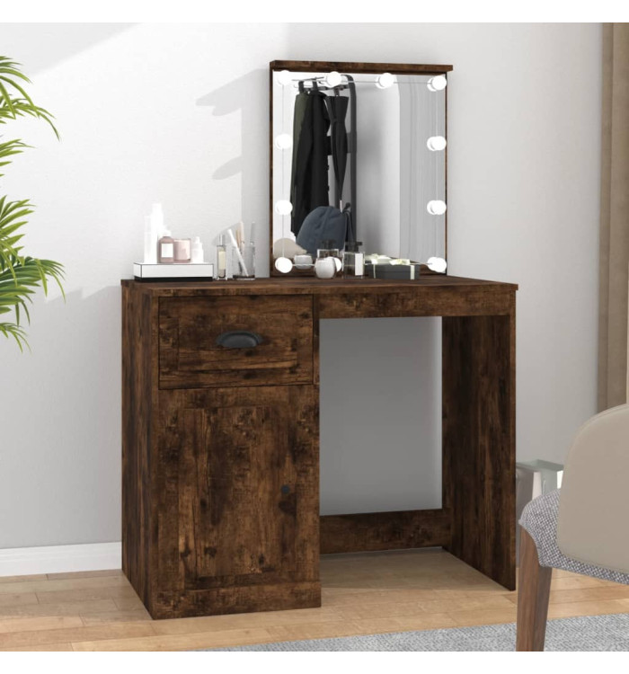 Coiffeuse avec LED chêne fumé 90x50x132,5 cm bois d'ingénierie | Mobilier & Déco