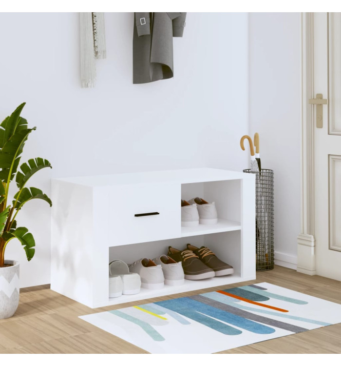 Armoire à chaussures Blanc 80x35x45 cm Bois d'ingénierie | Mobilier & Déco