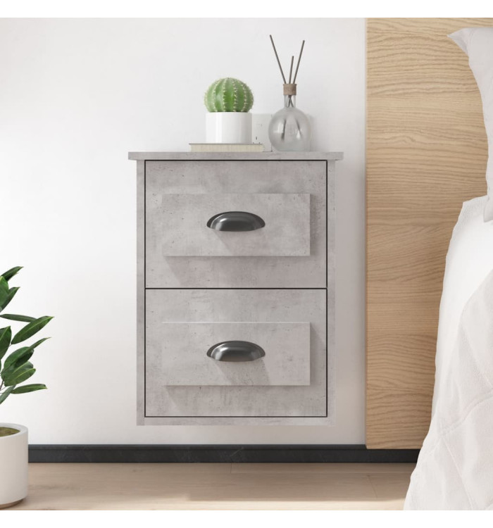 Table de chevet murale gris béton 41,5x36x53 cm | Mobilier & Déco