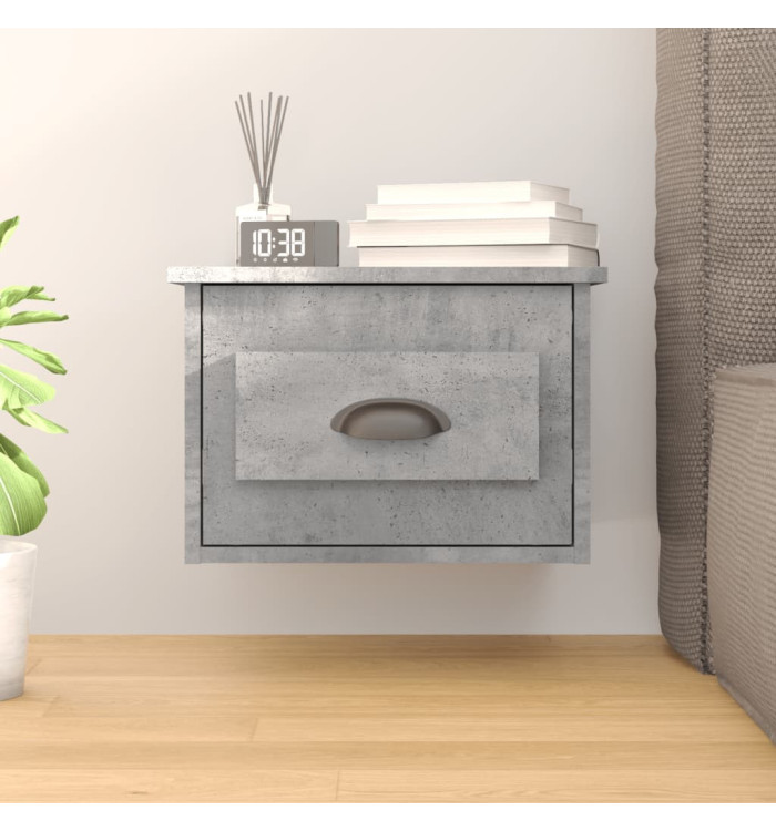 Table de chevet murale gris béton 50x36x40 cm | Mobilier & Déco