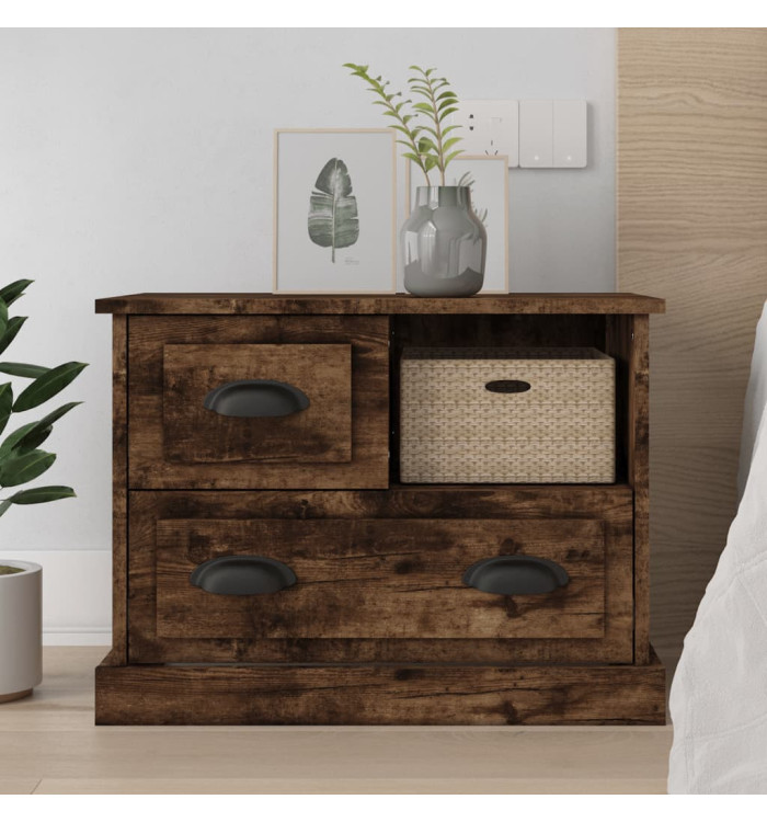 Table de chevet chêne fumé 60x39x45 cm | Mobilier & Déco