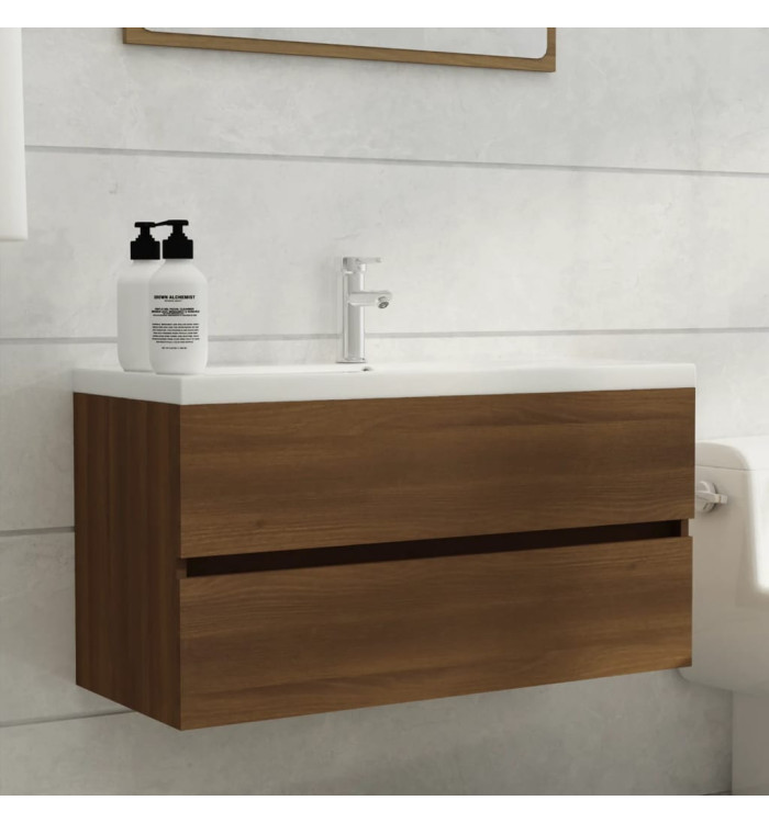 Armoire d'évier Chêne marron 90x38,5x45 cm Bois d'ingénierie | Mobilier & Déco