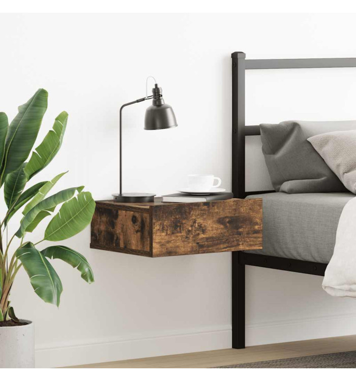 Table de chevet flottante Chêne fumé 40x30x15 cm | Mobilier & Déco