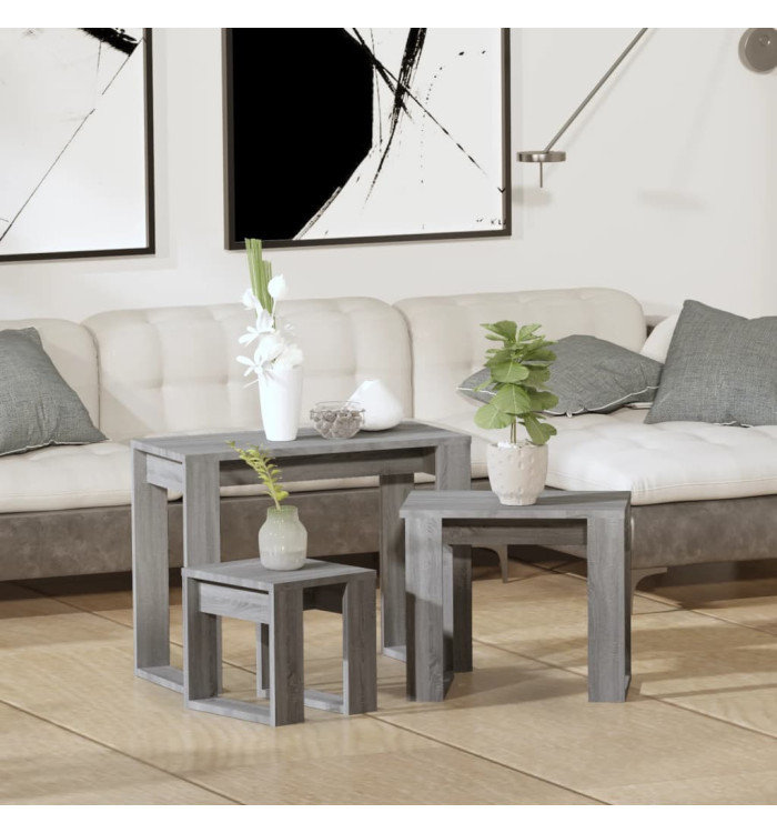 Tables gigognes 3 pcs Sonoma gris Bois d'ingénierie | Mobilier & Déco