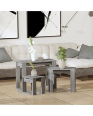 Tables gigognes 3 pcs Sonoma gris Bois d'ingénierie | Mobilier & Déco