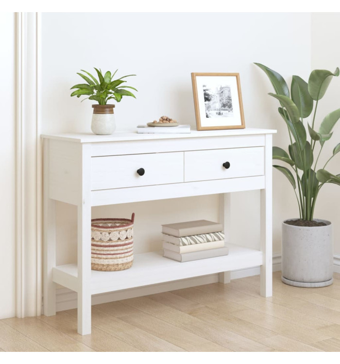 Table console Blanc 100x35x75 cm Bois massif de pin | Mobilier & Déco
