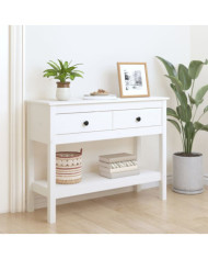 Table console Blanc 100x35x75 cm Bois massif de pin | Mobilier & Déco