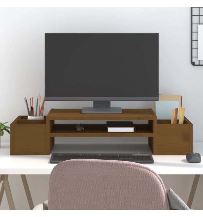 Support de moniteur Marron miel 70x27,5x15cm Bois de pin solide | Mobilier & Déco